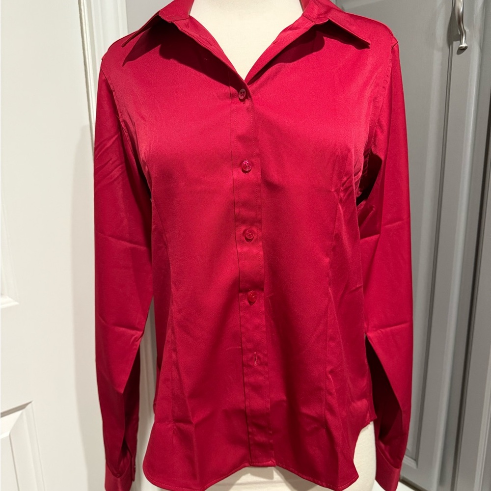 Women's Red Button-Up Shirt